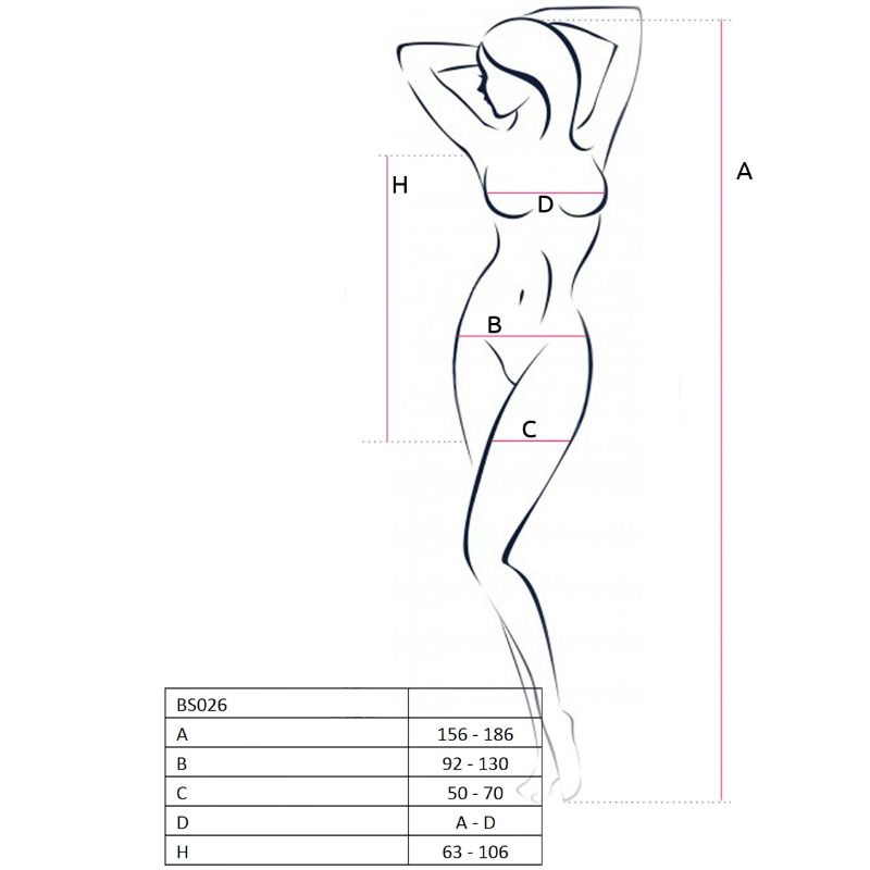 PASSION - WOMAN BS026 SCHWARZER BODYSTOCKING IM KLEIDSTIL, EINE GRÖSSE