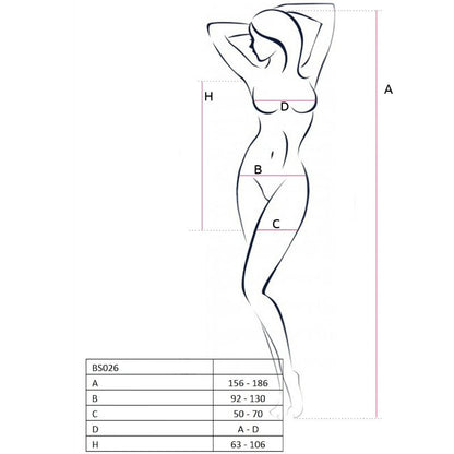 PASSION - WOMAN BS026 SCHWARZER BODYSTOCKING IM KLEIDSTIL, EINE GRÖSSE