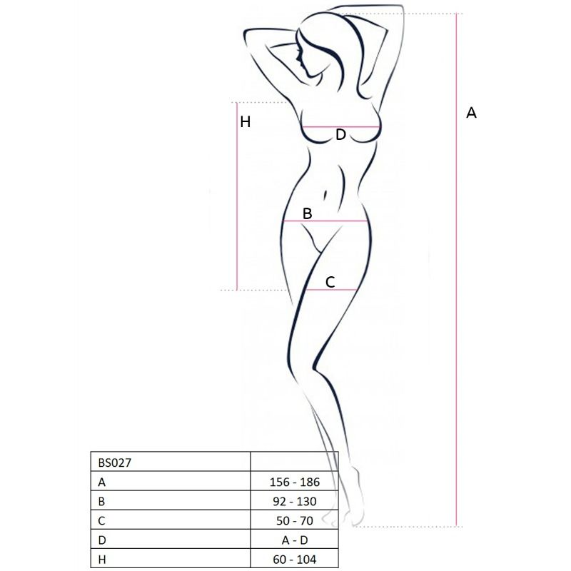 PASSION - WOMAN BS027 SCHWARZER BODYSTOCKING IM KLEIDSTIL, EINE GRÖSSE