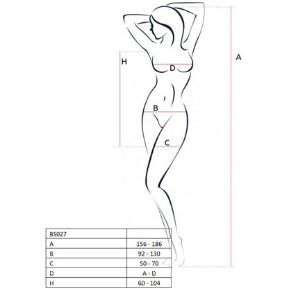 PASSION - WOMAN BS027 SCHWARZER BODYSTOCKING IM KLEIDSTIL, EINE GRÖSSE
