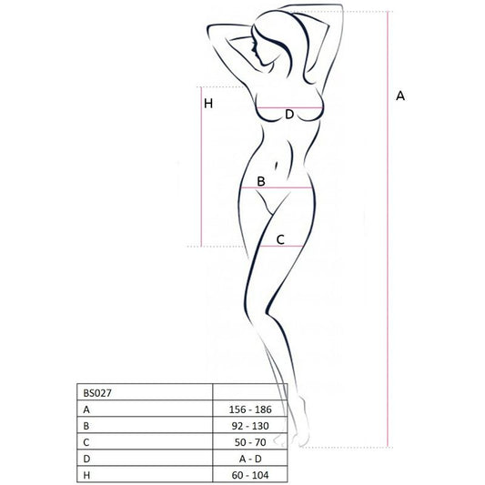 PASSION - WOMAN BS027 SCHWARZER BODYSTOCKING IM KLEIDSTIL, EINE GRÖSSE