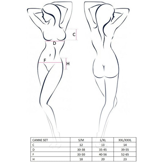 PASSION - FRAUEN-CANNE-SET SCHWARZ GRÖSSE L/XL