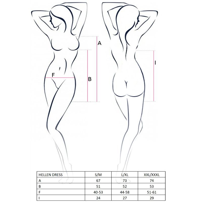 PASSION - DAMENKLEID UND TANGA HELLEN GRÖSSE S/M