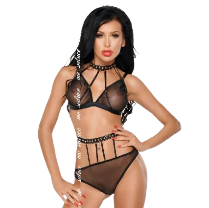ME-SEDUCE - DOTTY SET ZWEI TEILE SCHWARZ S/M