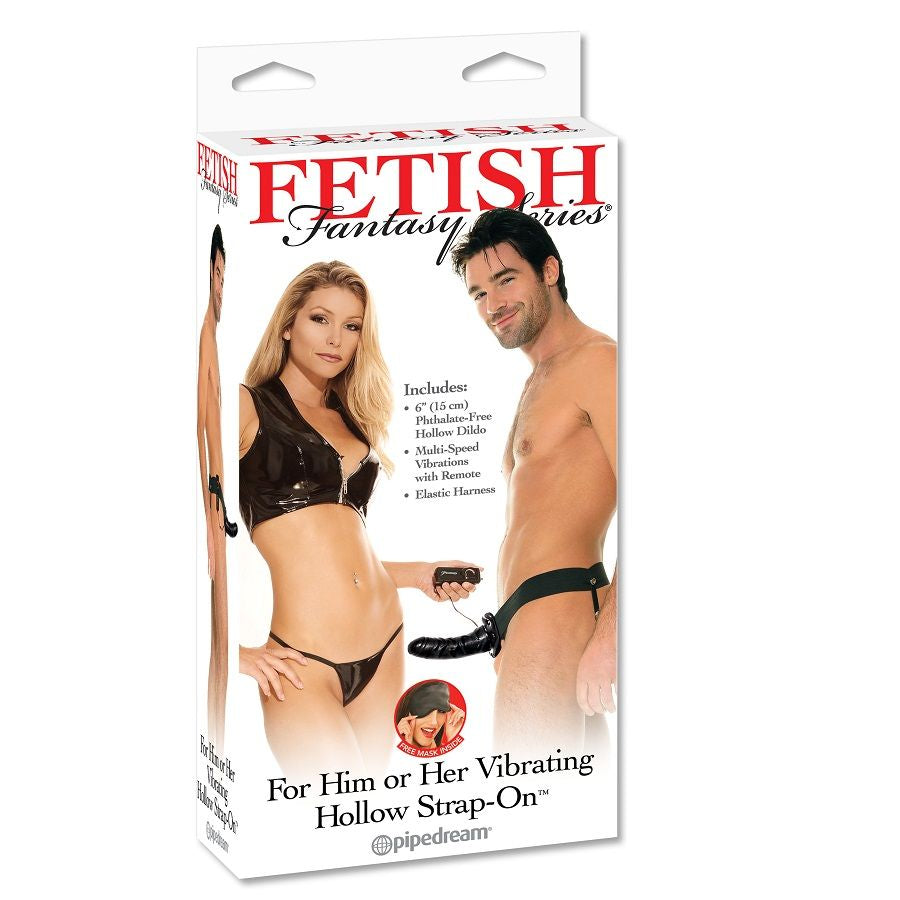 FETISH FANTASY SERIES - VIBRIERENDER HOLLOW STRAP-ON FÜR SIE ODER IHN SCHWARZ