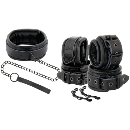 DARKNESS - SCHWARZE LEDERHANDSCHELLEN UND HALSBAND