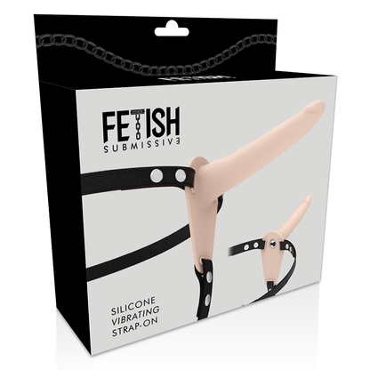 FETISCH DEVOT-HARNESS - HAUTFARBENES SILIKONVIBRATOR 15 CM