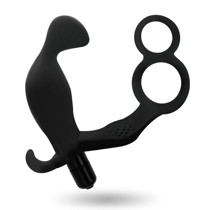 ADDICTED TOYS - ANALPLUG MIT DOPPEL-PENISRING UND HODEN SCHWARZ