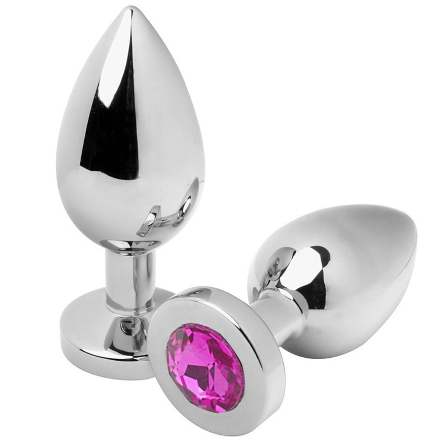 METALL HART - ANAL PLUG DIAMANT PINK MITTEL 7,62 CM