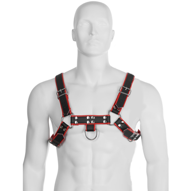LEDER BODY - KETTENHARNESS III SCHWARZ / ROT 