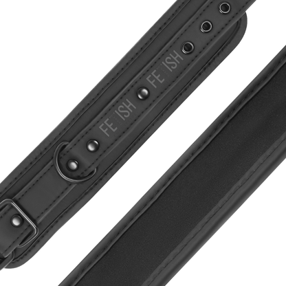 FETISCH DEVOT - HALSKETTE UND HANDSCHELLEN AUS VEGANER LEDER MIT NOPREN-FUTTER