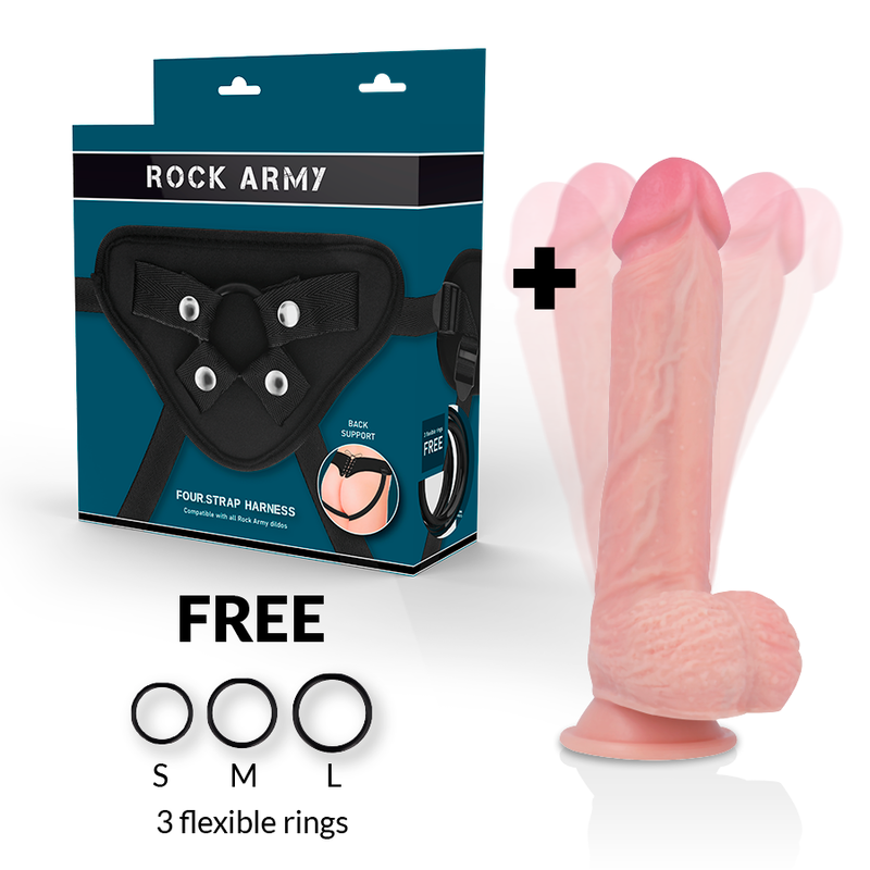 ROCKARMY - HARNESS + HAWK ROTATOR UND VIBRATOR 22 CM -O- 4,6 CM